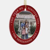 Elke tekst 2 Foto Funny Covid Quarantine Red White Keramisch Ornament (Rechts)