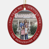 Elke tekst 2 Foto Funny Covid Quarantine Red White Keramisch Ornament (Links)