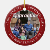 Elke tekst 2 Foto Funny Covid Quarantine Red White Keramisch Ornament (Achterkant)