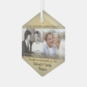 Elke tekst 2 Foto Golden 50th Wedding Jubileum Glas Ornament (Voorkant links)