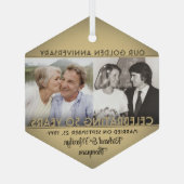 Elke tekst 2 Foto Golden 50th Wedding Jubileum Glas Ornament (Achterkant)