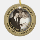Elke tekst 2 Foto Golden 50th Wedding Jubileum Keramisch Ornament (Voorkant)