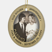 Elke tekst 2 Foto Golden 50th Wedding Jubileum Keramisch Ornament (Links)