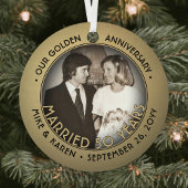 Elke tekst 2 Foto Golden 50th Wedding Jubileum Metalen Ornament