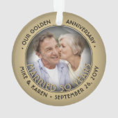 Elke tekst 2 Foto Golden 50th Wedding Jubileum Ornament (achterkant)
