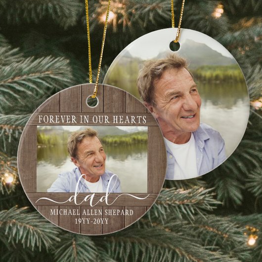 Elke tekst 2 foto-herdenking eenvoudig rustiek nam keramisch ornament