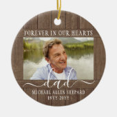 Elke tekst 2 foto-herdenking eenvoudig rustiek nam keramisch ornament (Voorkant)