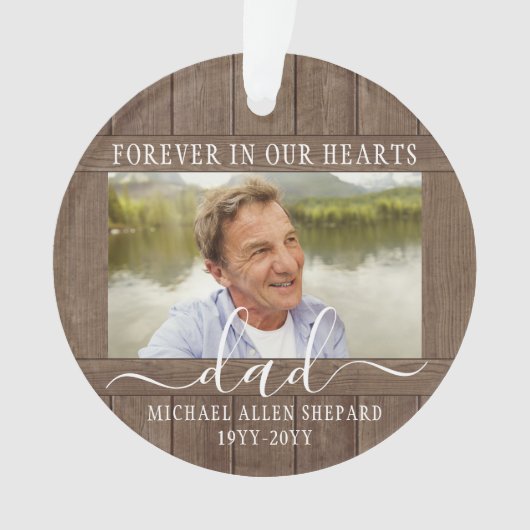 Elke tekst 2 foto-herdenking eenvoudig rustiek nam ornament (voorkant)