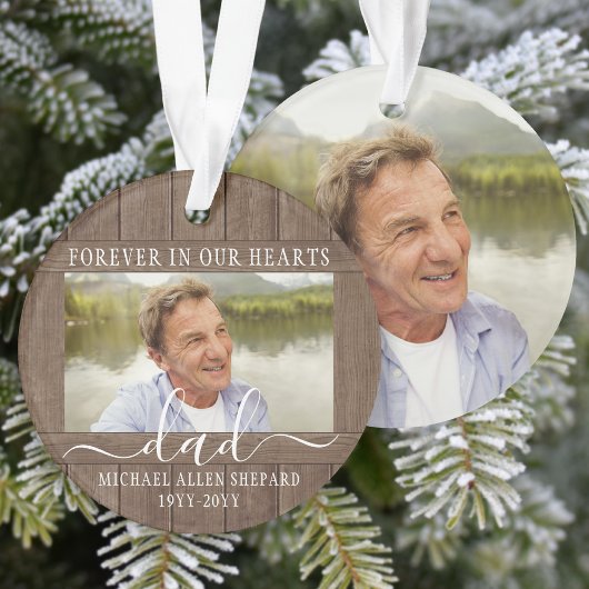 Elke tekst 2 foto herdenking eenvoudig rustieke na ornament