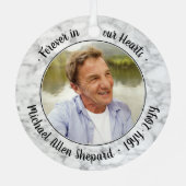 Elke tekst 2 foto-herdenking Elegant namaakmarmer Metalen Ornament (Achterkant)