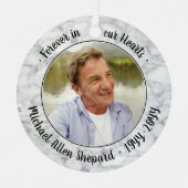 Elke tekst 2 foto-herdenking Elegant namaakmarmer Metalen Ornament (Voorkant)