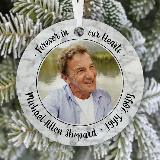 Elke tekst 2 foto-herdenking Elegant namaakmarmer Metalen Ornament