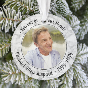 Elke tekst 2 foto-herdenking Elegant namaakmarmer Ornament