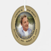 Elke tekst 2 foto-herdenking zwart en goud namaakf metalen ornament (Voorkant links)