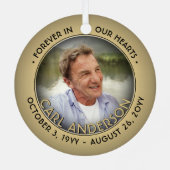 Elke tekst 2 foto-herdenking zwart en goud namaakf metalen ornament (Achterkant)