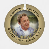 Elke tekst 2 foto-herdenking zwart en goud namaakf metalen ornament (Voorkant)