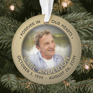 Elke tekst 2 foto-herdenking zwart en goud namaakf ornament