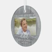 Elke tekst 2 Foto Memorial Simple Grey Faux Wood Glas Ornament (Voorkant links)