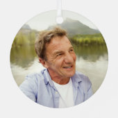 Elke tekst 2 Foto Memorial Simple Rustic Faux Wood Metalen Ornament (Achterkant)