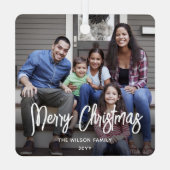 Elke tekst 2 foto modern geborsteld wit script metalen ornament (Achterkant)