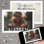 Elke tekst 2 foto moderne minimalistische 16e verj kaart<br><div class="desc">Nodig familie en vrienden uit voor een elegant Sweet 16th viering voor haar of hem met deze moderne, minimalistische uitnodiging van het 2 fotoverjaardagsfeest. Al tekst is eenvoudig aan te passen. (AFBEELDING PLACEMENT TIP: Een gemakkelijke manier om een foto precies te centreren hoe u wilt is het te bebouwen alvorens...</div>