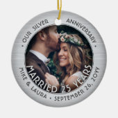 Elke tekst 2 Foto Silver 25th Wedding Jubileum Keramisch Ornament (Voorkant)