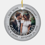 Elke tekst 2 Foto Silver 25th Wedding Jubileum Keramisch Ornament (Achterkant)