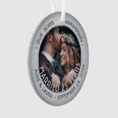 Elke tekst 2 Foto Silver 25th Wedding Jubileum Ornament (voorkant)
