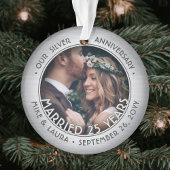 Elke tekst 2 Foto Silver 25th Wedding Jubileum Ornament