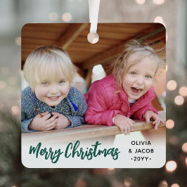 Elke tekst 2 foto trendy geborsteld groen script metalen ornament