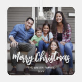 Elke tekst 2 foto trendy geborsteld wit script metalen ornament (Achterkant)