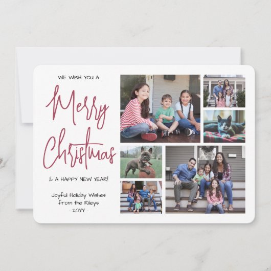 Elke tekst 6 Foto Wij wensen u een prettig kerstro Feestdagenkaart (Voorkant)