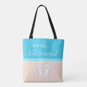 Elke tekst AAAAAAAAE Retirement Monogramals Beach Tote Bag (Achterkant)