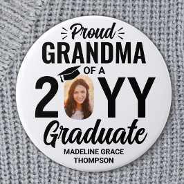 Elke tekst Afstuderen Foto van Grandma Black White Ronde Button 7,6 Cm