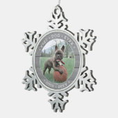 Elke tekst Beste hond ooit Eenvoudig Foto Grijs Fa Tin Sneeuwvlok Ornament (Rechts)