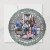 Elke tekst Christmas Greenery & Wood 2 foto rond Feestdagenkaart (Voorkant)