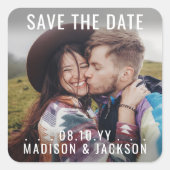 Elke tekst Eenvoudig Modern Foto Bruiloft Save the Vierkante Sticker (Voorkant)