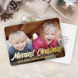 Elke tekst Elegant Script 2 Foto Prettig Kerstfees Folie Feestdagenkaart