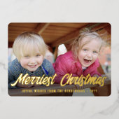 Elke tekst Elegant Script 2 Foto Prettig Kerstfees Folie Feestdagenkaart (Voorkant)