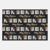 Elke tekst fotocollage chique zwart & goud kerst inpakpapier vel (Voorkant)