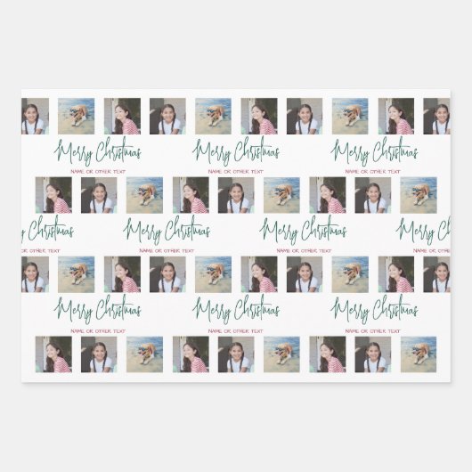 Elke tekst fotocollage modern script kerst inpakpapier vel (Voorkant)