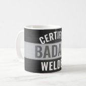 Elke tekst Gecertificeerde Badass Welder Zwart-wit Koffiemok (Voorkant links)