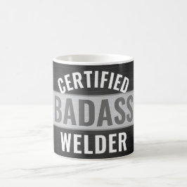 Elke tekst Gecertificeerde Badass Welder Zwart-wit Koffiemok
