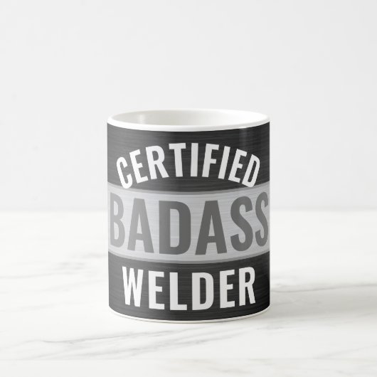 Elke tekst Gecertificeerde Badass Welder Zwart-wit Koffiemok (Center)