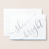 Elke tekst Hanukkah Simple Shine Bright Silver Rea Folie Kaarten (Voorkant met envelop)