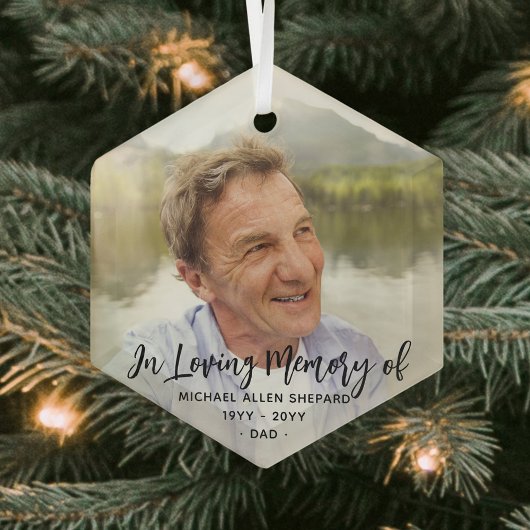 Elke tekst Herdenking Eenvoudig Zwart Schrift 1 Fo Glas Ornament