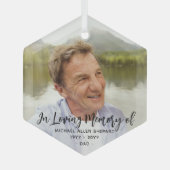 Elke tekst Herdenking Eenvoudig Zwart Schrift 1 Fo Glas Ornament (Voorkant)