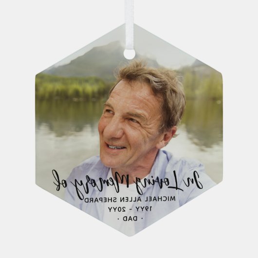 Elke tekst Herdenking Eenvoudig Zwart Schrift 1 Fo Glas Ornament (Achterkant)