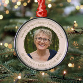 Elke tekst Memorial Foto Blush Pink & Gold Round Metalen Ornament