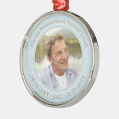 Elke tekst Memorial Foto Light Blue & Gold Round Metalen Ornament (Links)